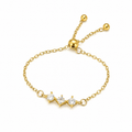 Gold Triple Crystal Ring for Women