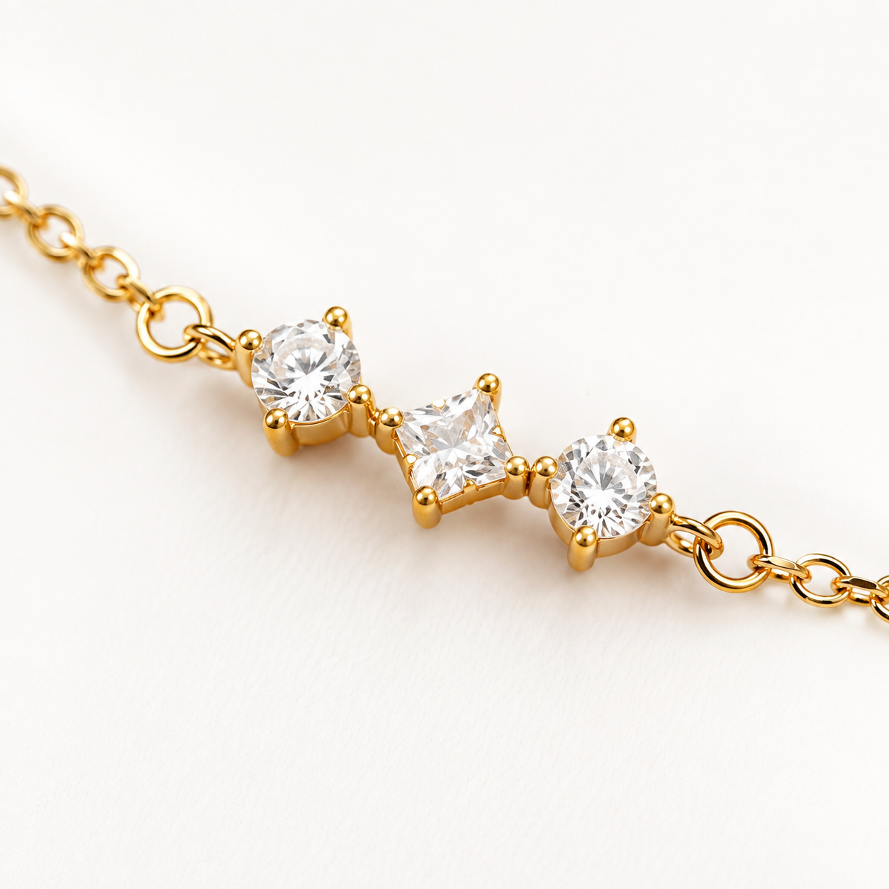 Gold Triple Crystal Ring for Women