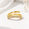 Gold Open Cuff Crystal Ring for Women