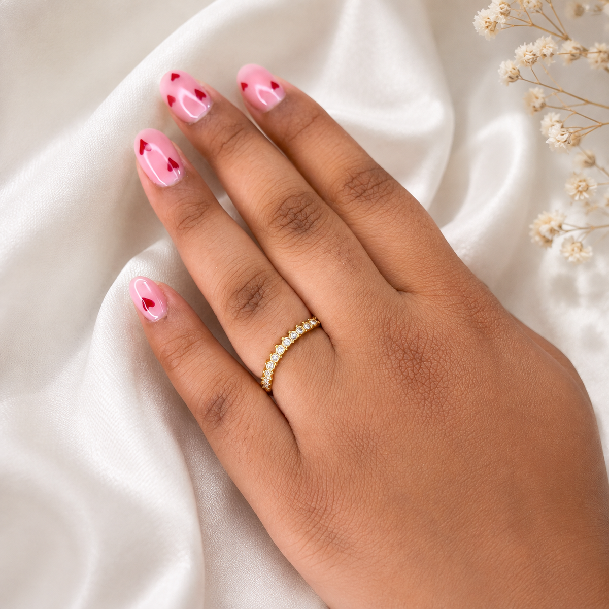 Gold Open Cuff Crystal Ring for Women