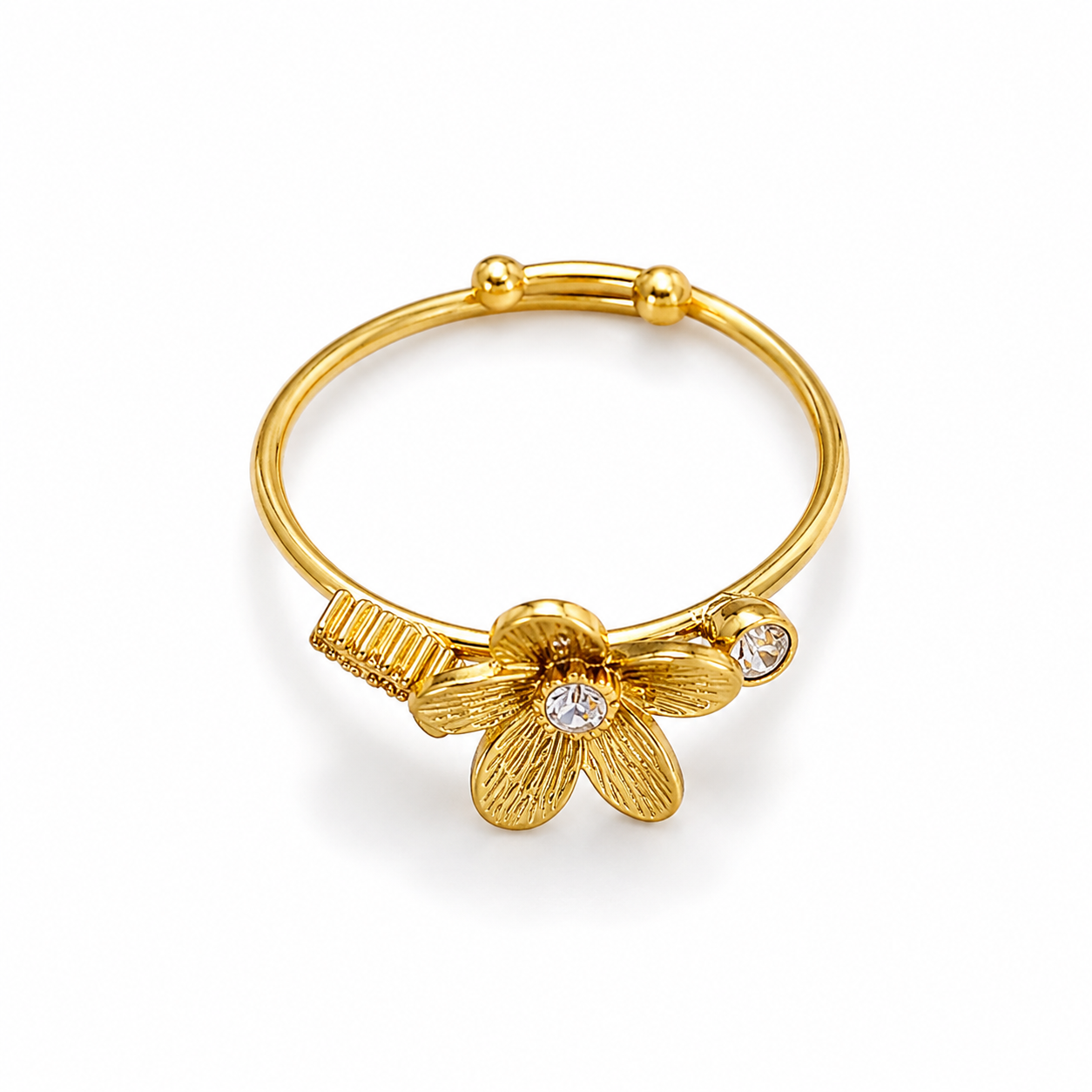 Golden Bloom Crystal Ring