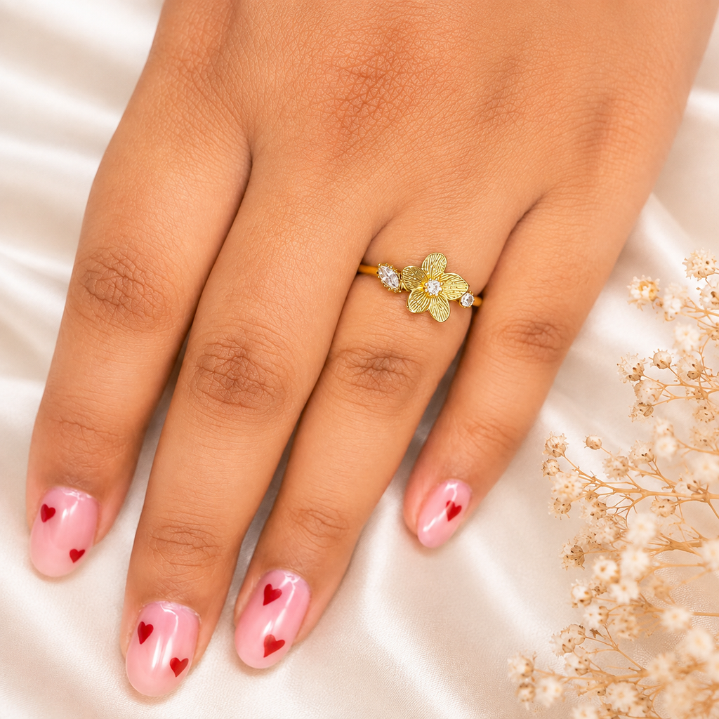 Golden Bloom Crystal Ring