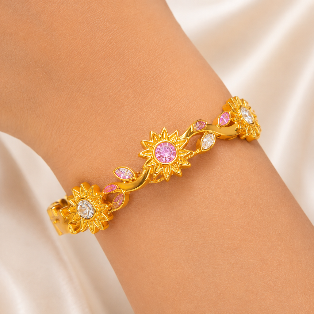 Golden Bloom Crystal Bracelet