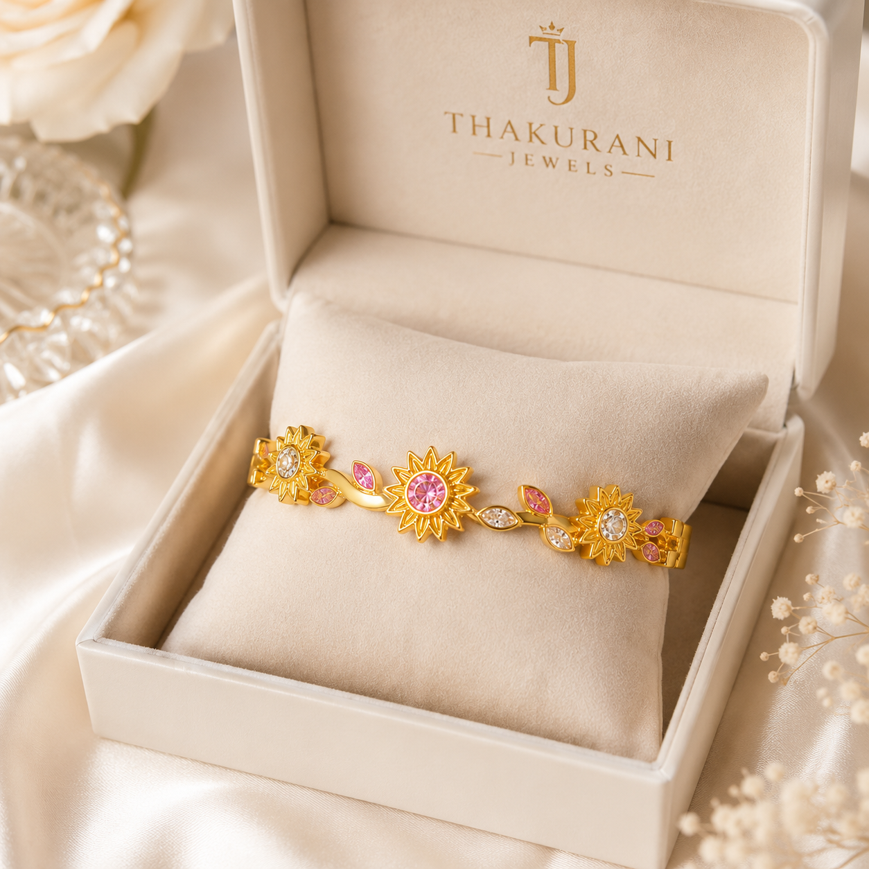Golden Bloom Crystal Bracelet