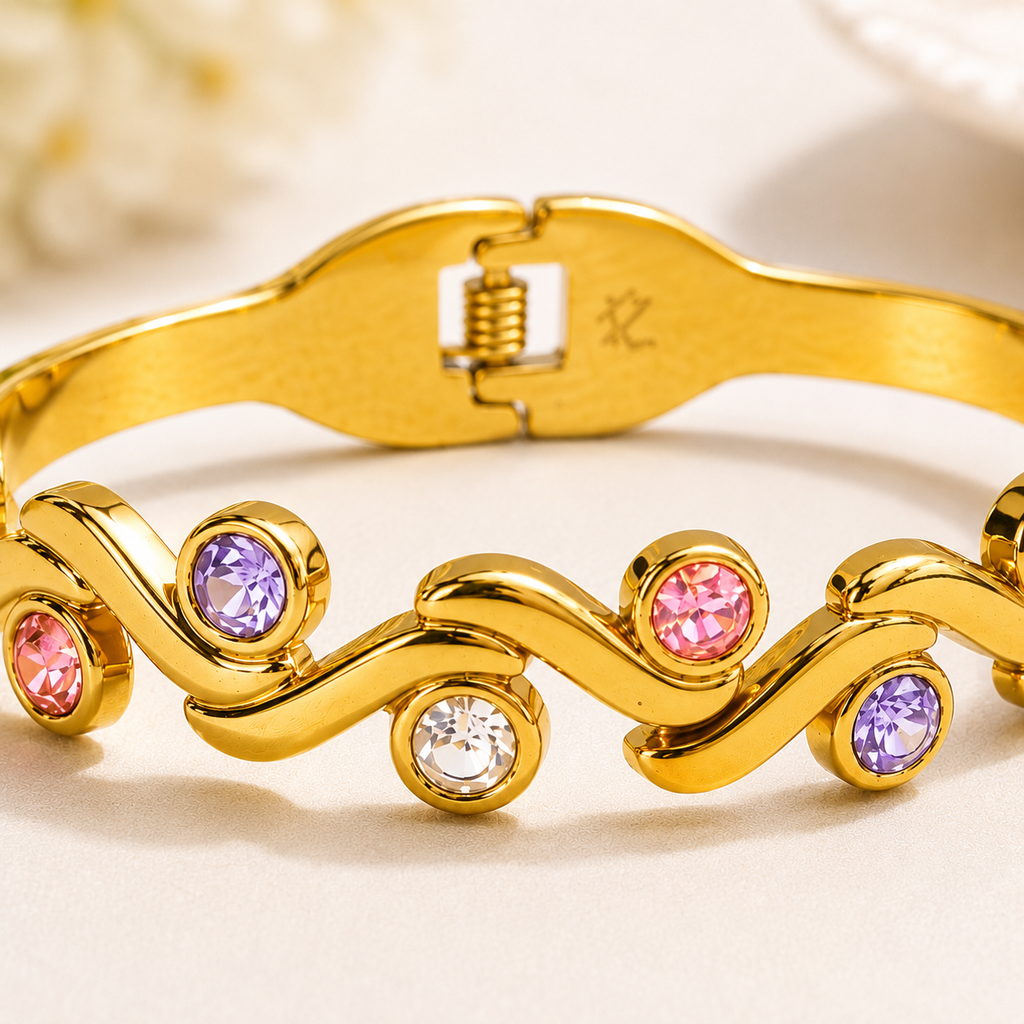 Rainbow Wave Crystal Bracelet