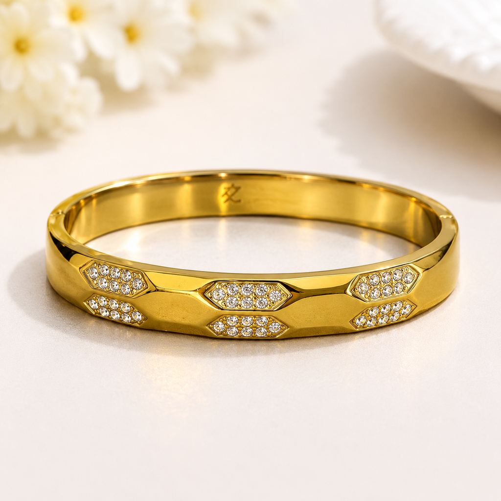 Geometric Crystal Luxe Bangle