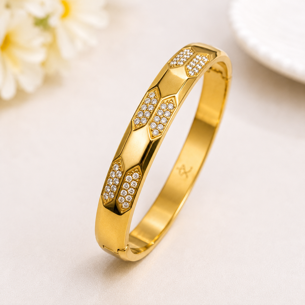 Geometric Crystal Luxe Bangle