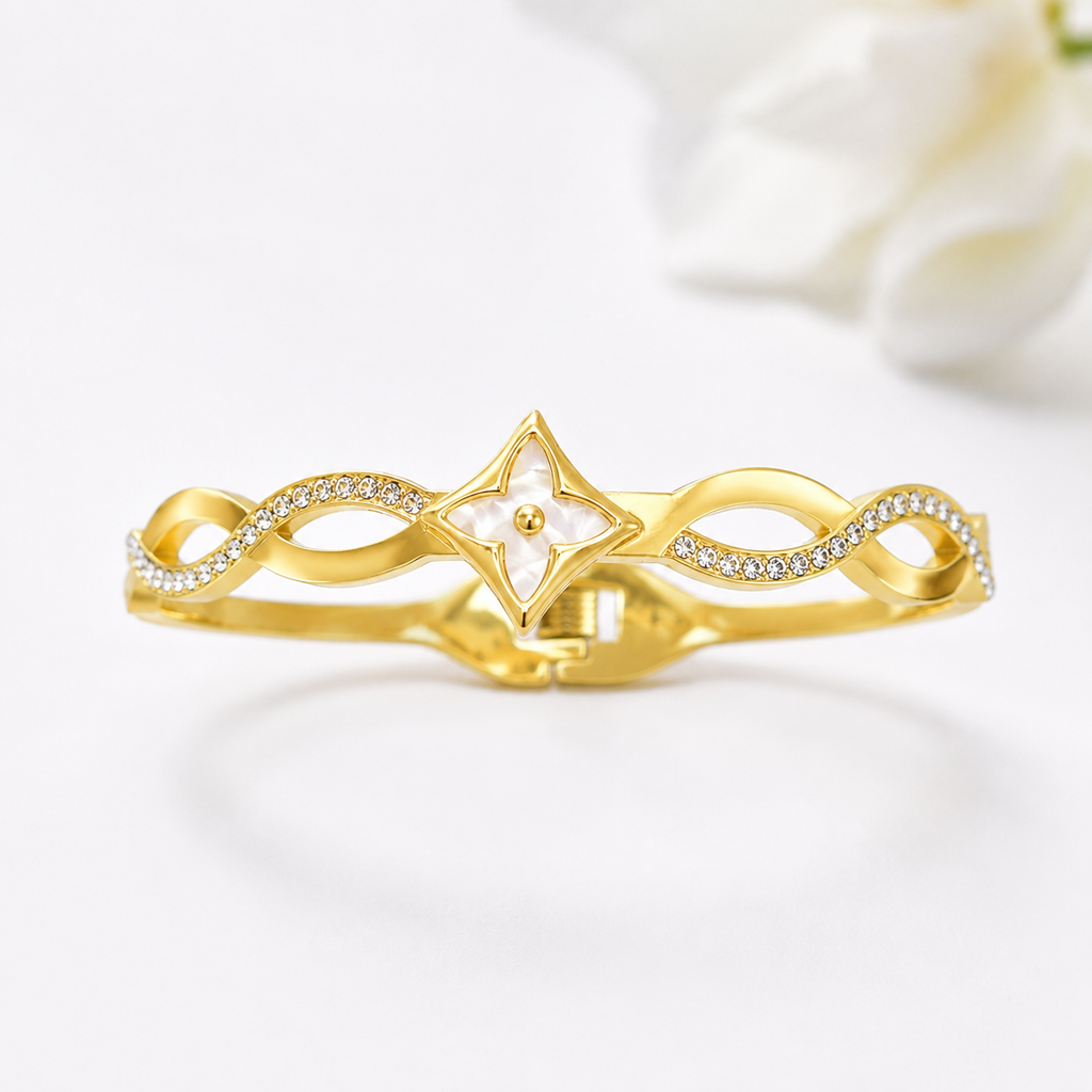 Celestial Crystal Flower Vine Bangle