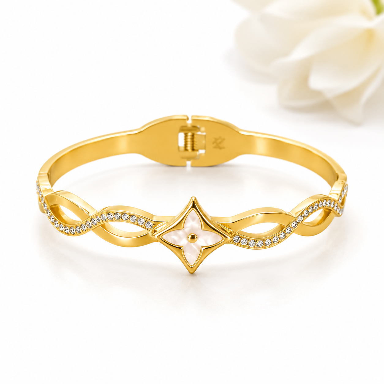 Celestial Crystal Flower Vine Bangle