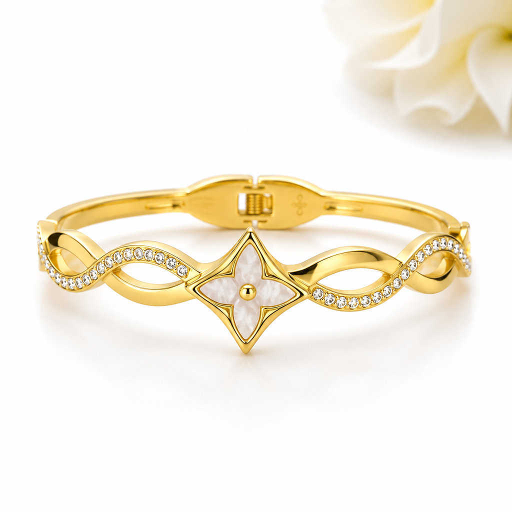 Celestial Crystal Flower Vine Bangle