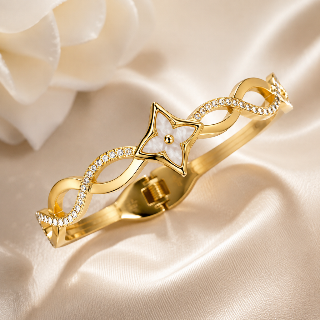 Celestial Crystal Flower Vine Bangle