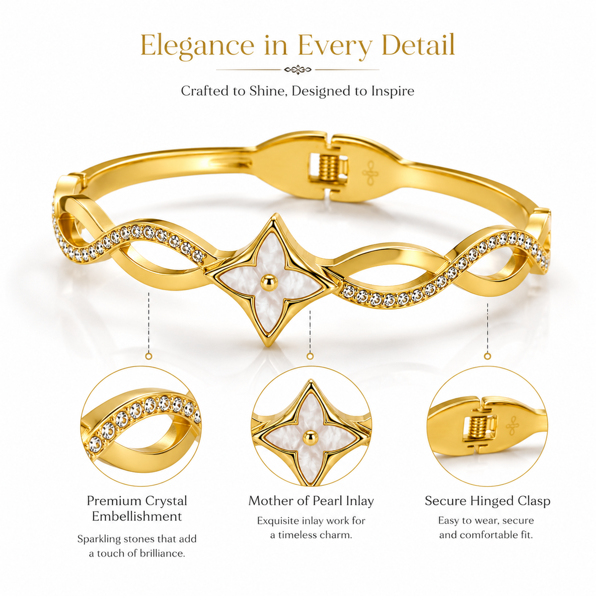 Celestial Crystal Flower Vine Bangle