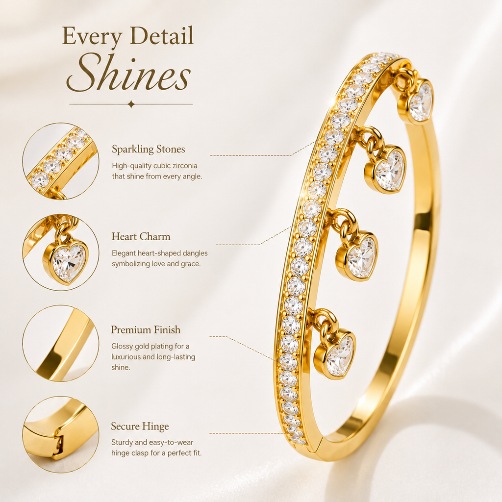 Heart Charm Gold Bracelet