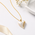 Elegant White Heart Pearl Gold Plated Pendant Necklace for Women | Anti-Tarnish Jewellery
