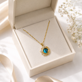 Celestial Opal Moon Pendant Necklace for Women | 18K Gold Plated Anti-Tarnish