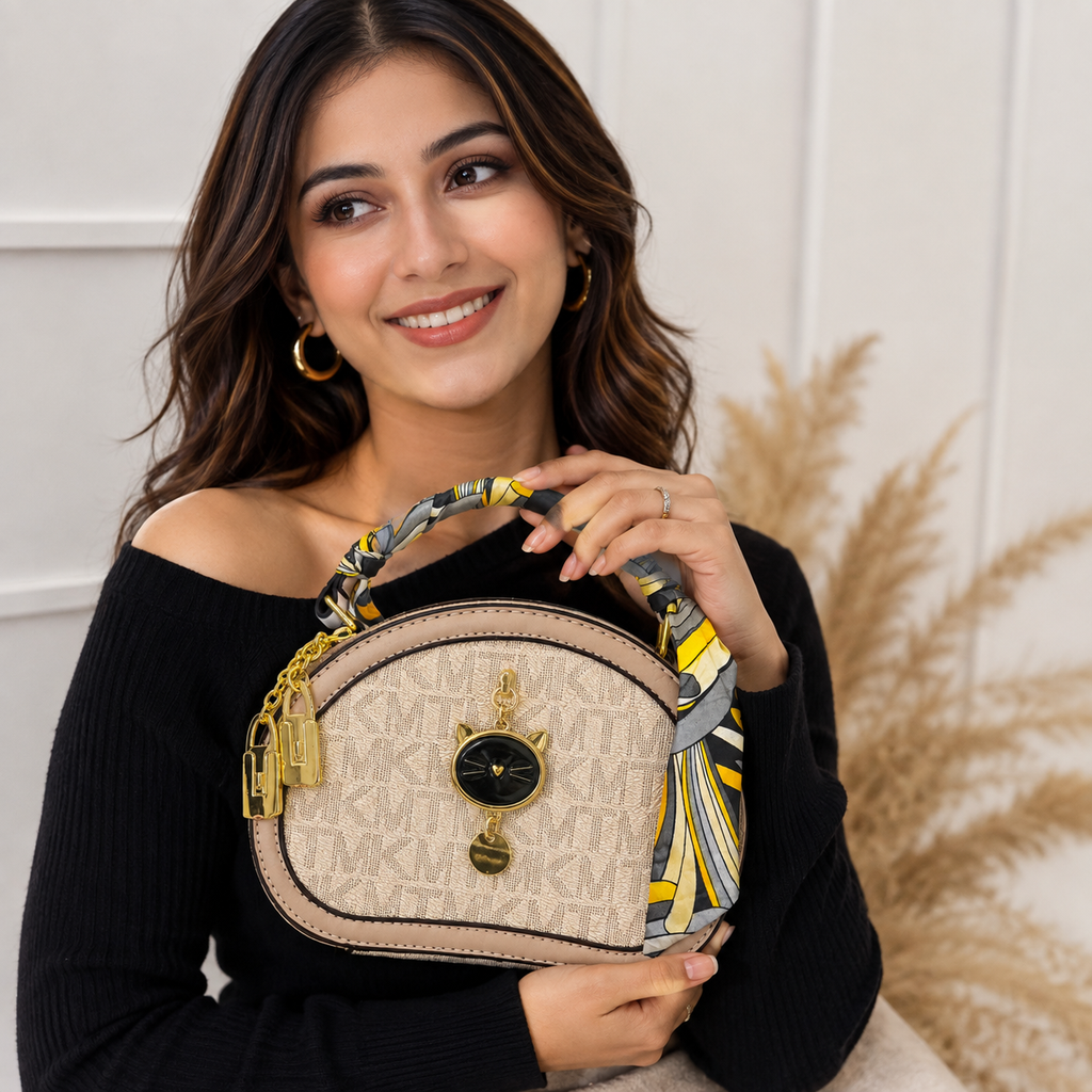 Luxury Cat Charm Shoulder Bag for Women | Premium Crossbody Handbag