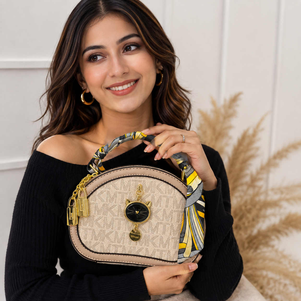 Luxury Cat Charm Shoulder Bag for Women | Premium Crossbody Handbag