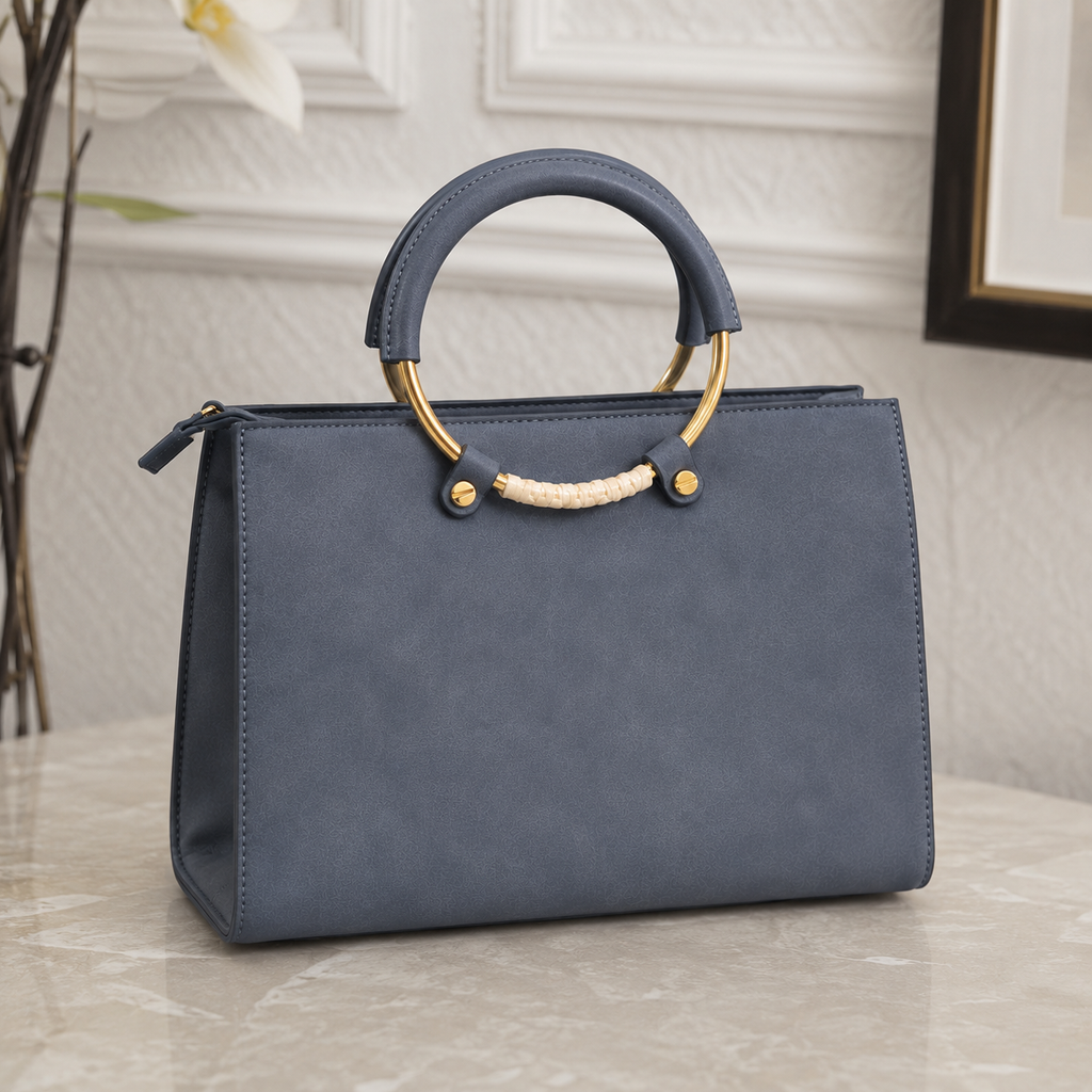 Luxury Women's Top Handle Tote Bag | Premium Designer Shoulder Handbag - Grey