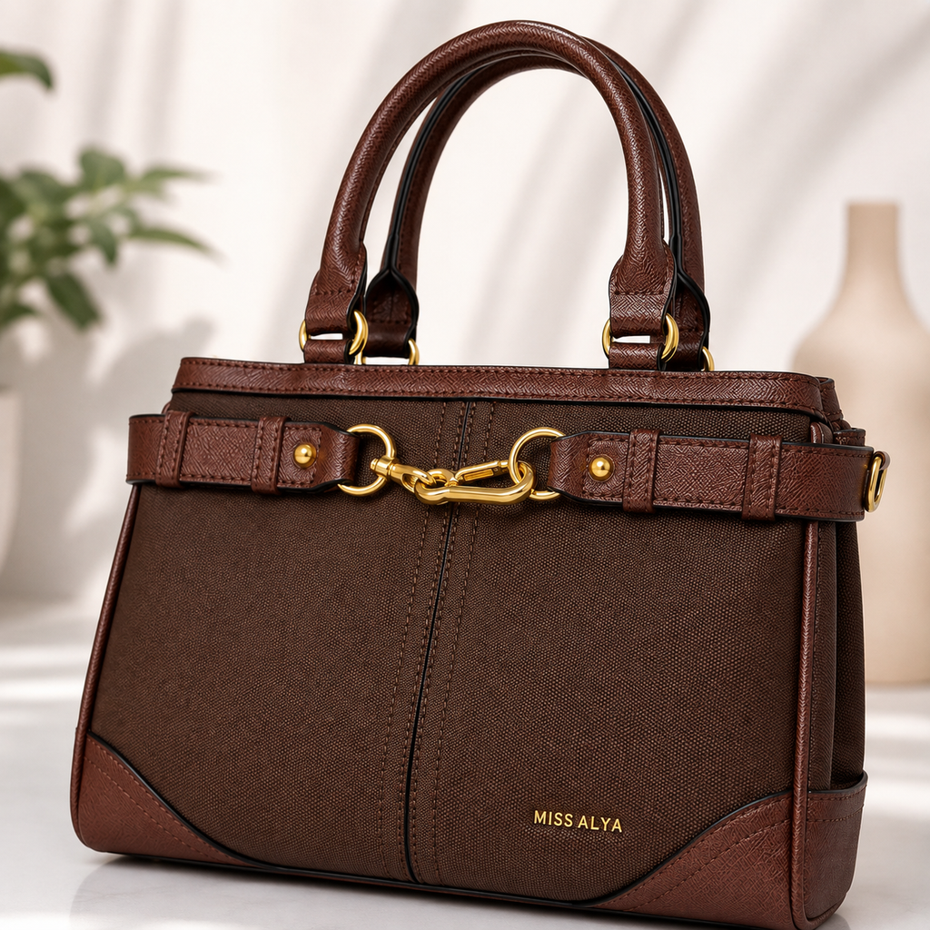 Luxury Brown Top Handle Handbag for Women | Premium Designer Tote Bag