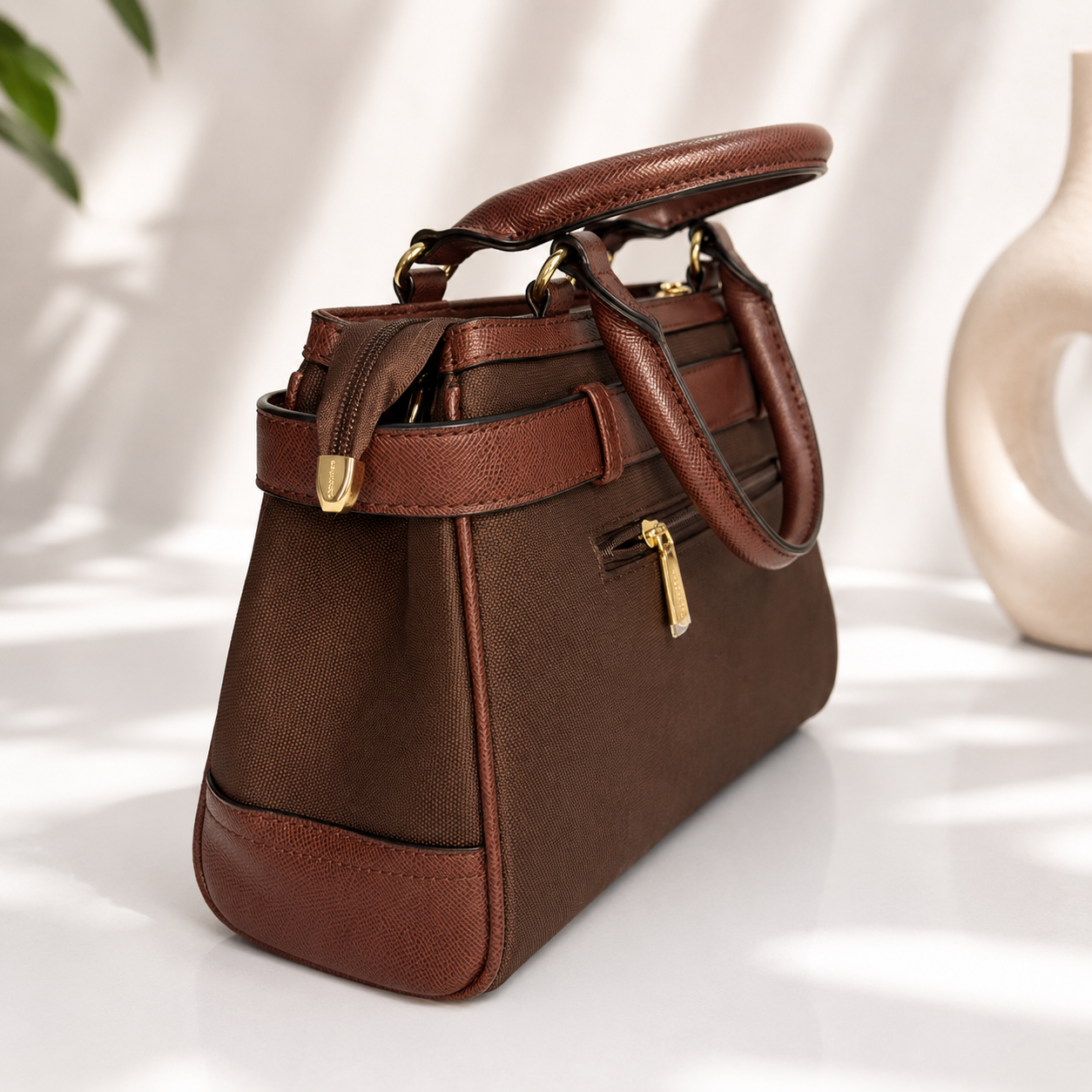 Luxury Brown Top Handle Handbag for Women | Premium Designer Tote Bag