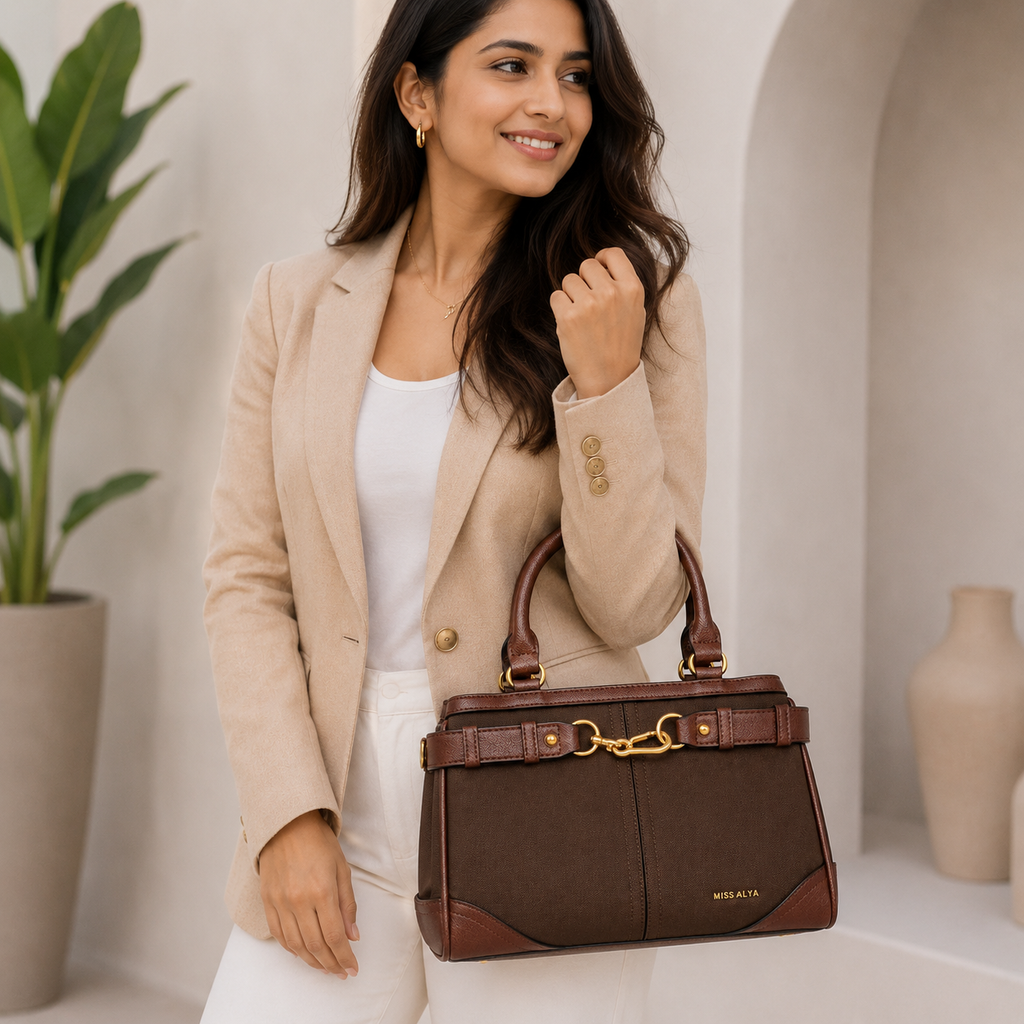 Luxury Brown Top Handle Handbag for Women | Premium Designer Tote Bag