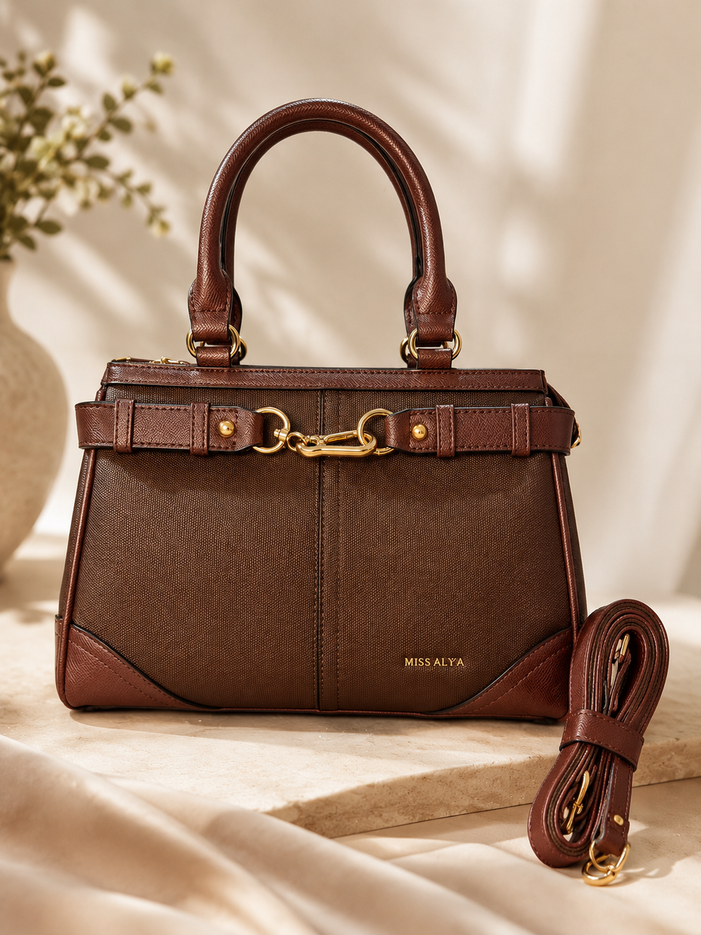 Luxury Brown Top Handle Handbag for Women | Premium Designer Tote Bag