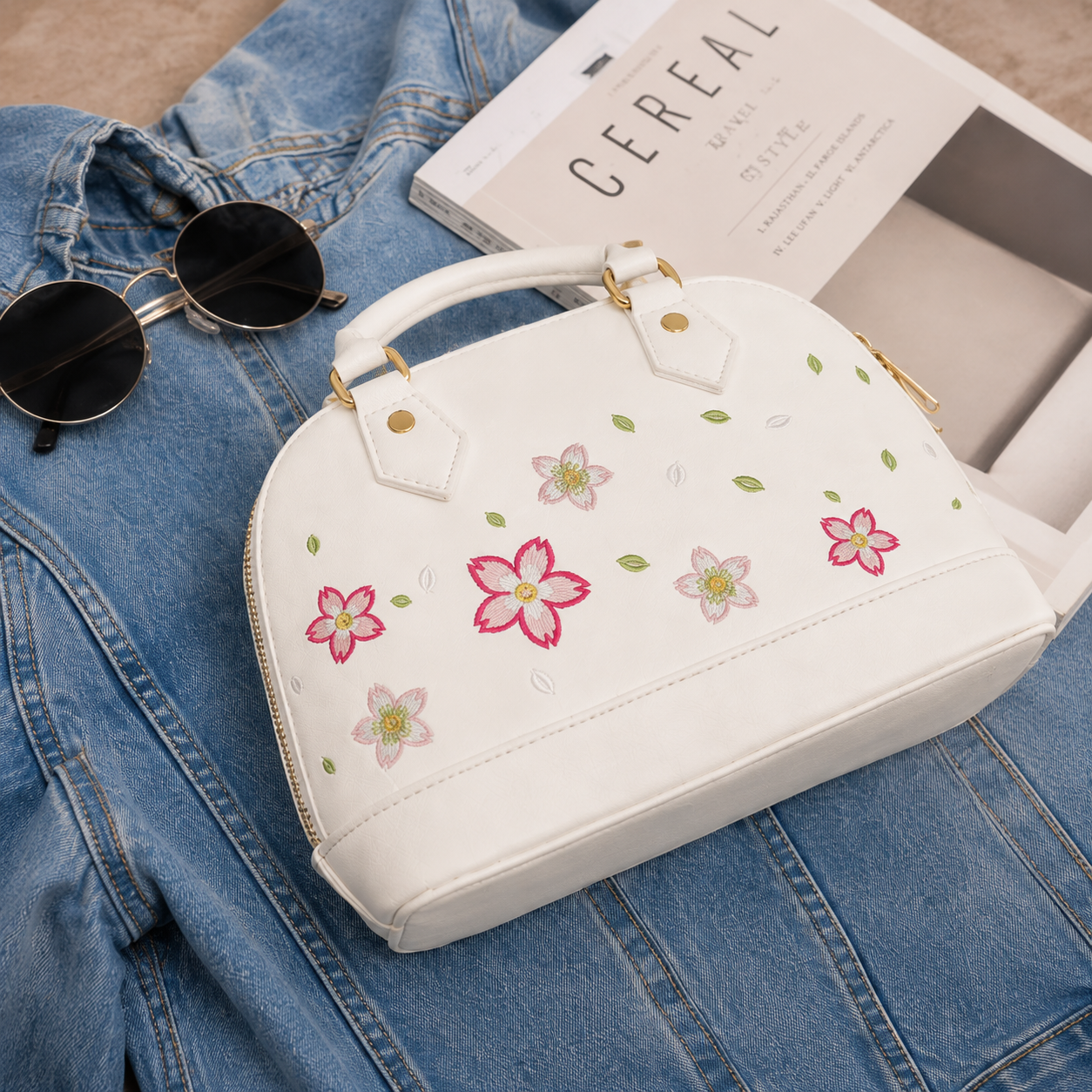 Elegant Floral Embroidered Handbag for Women | Premium Leather Shoulder & Tote Bag