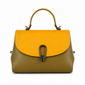 Luxury Two-Tone PU Leather Satchel Handbag for Women | Top Handle Crossbody Shoulder Bag with Adjustable Strap