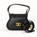 Luxury Black Shoulder Bag for Women | Premium Leather Crossbody Handbag with Adjustable Strap