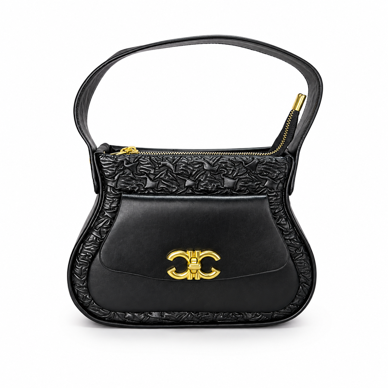 Luxury Black Shoulder Bag for Women | Premium Leather Crossbody Handbag with Adjustable Strap