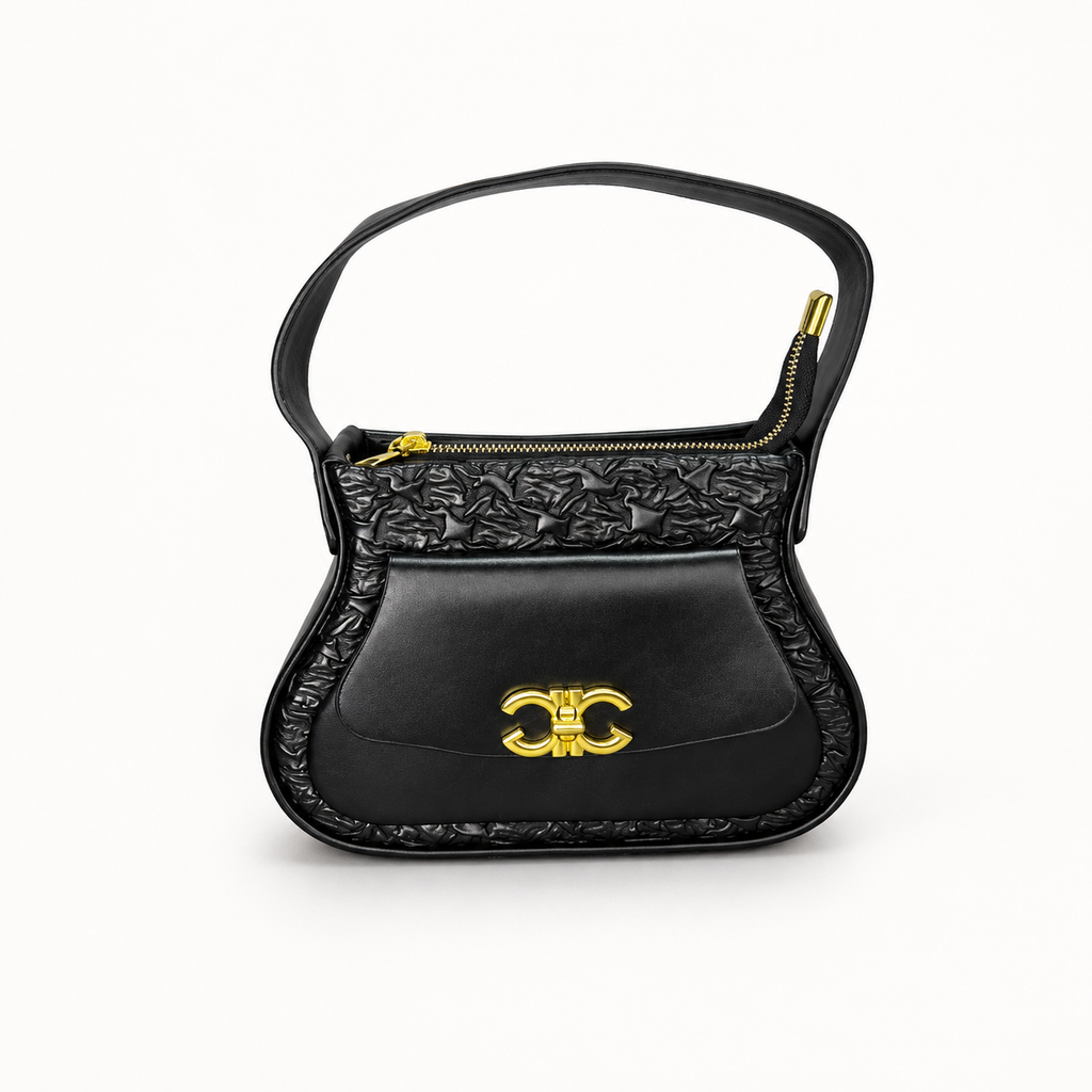 Luxury Black Shoulder Bag for Women | Premium Leather Crossbody Handbag with Adjustable Strap