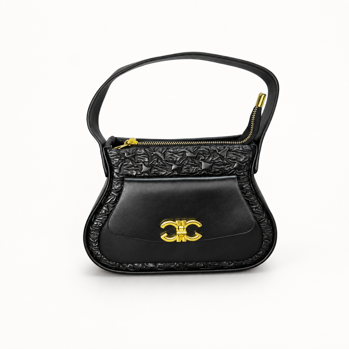 Luxury Black Shoulder Bag for Women | Premium Leather Crossbody Handbag with Adjustable Strap