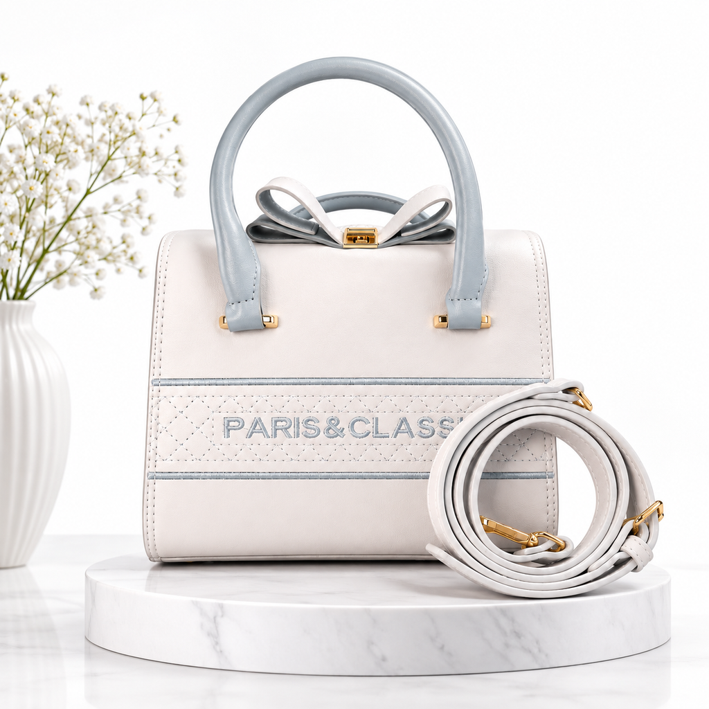 Luxury Bow Accent Top Handle Satchel Bag for Women | Premium PU Leather Crossbody Handbag