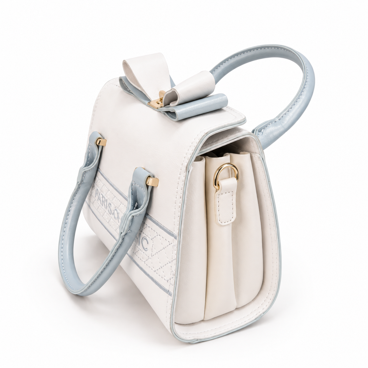 Luxury Bow Accent Top Handle Satchel Bag for Women | Premium PU Leather Crossbody Handbag