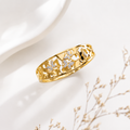 9K Gold Butterfly Bloom Bracelet for Women | Crystal Open Cuff