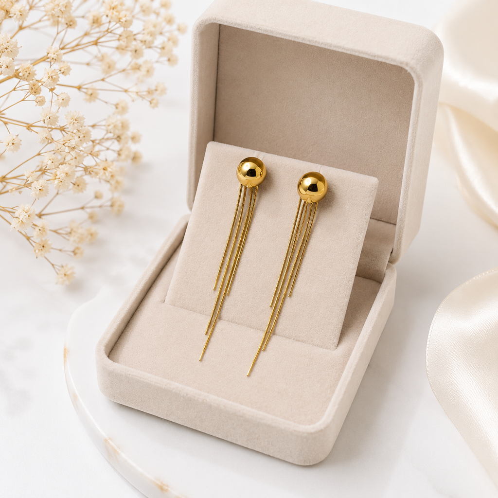 18K Gold Plated Multi-Chain Tassel Drop Earrings | Anti-Tarnish