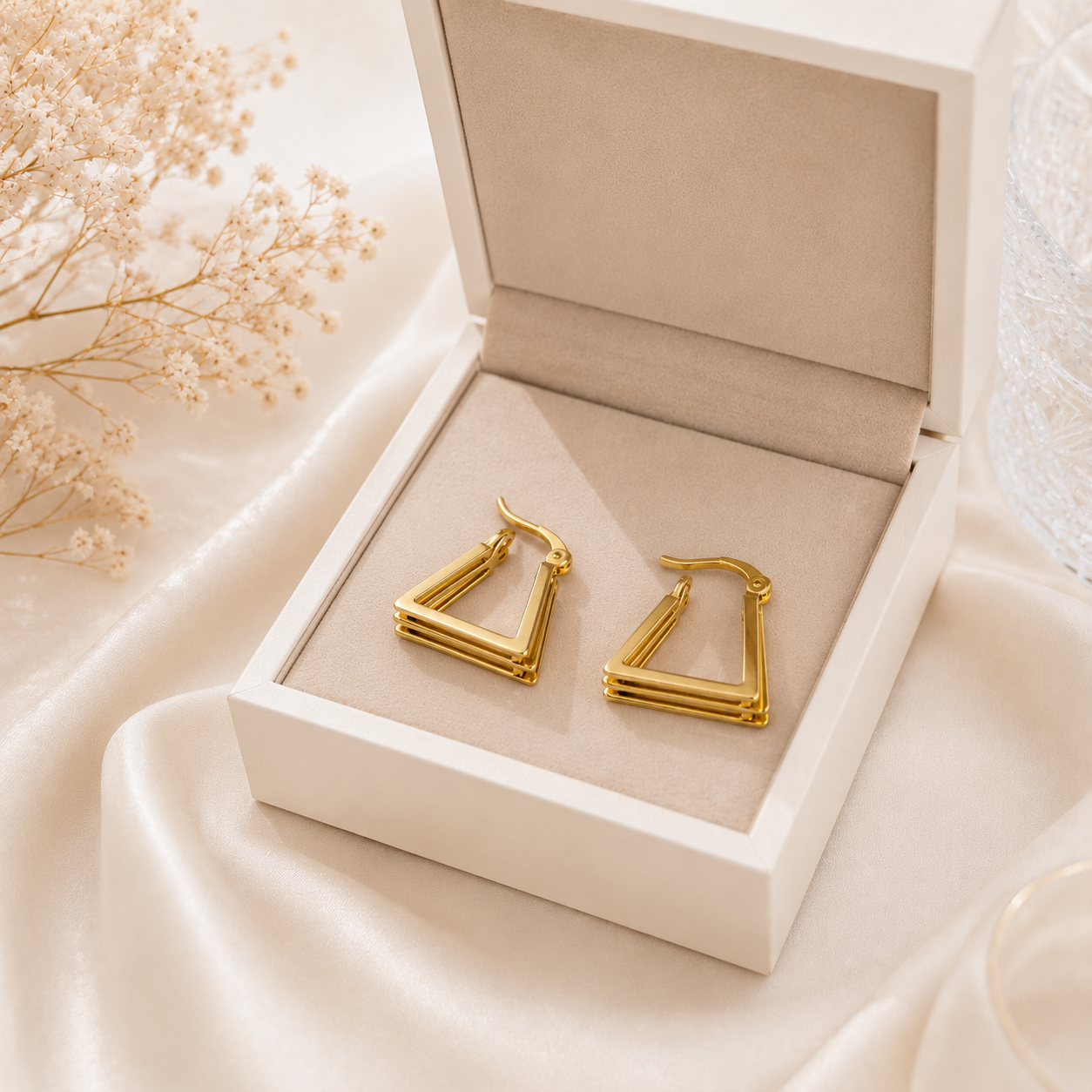 9K Gold Plated Triangle Hoop Earrings for Women | Anti Tarnish