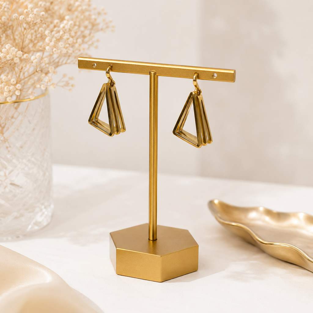 9K Gold Plated Triangle Hoop Earrings for Women | Anti Tarnish