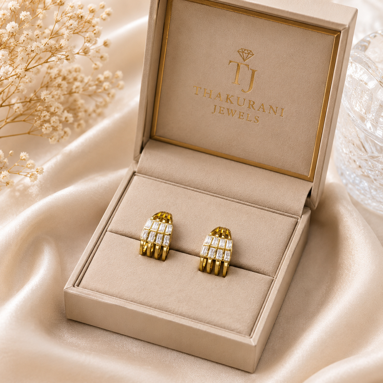 9K Gold Plated Crystal Hoop Earrings for Women | Anti Tarnish