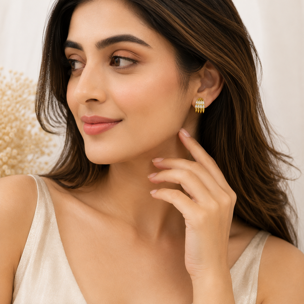 9K Gold Plated Crystal Hoop Earrings for Women | Anti Tarnish