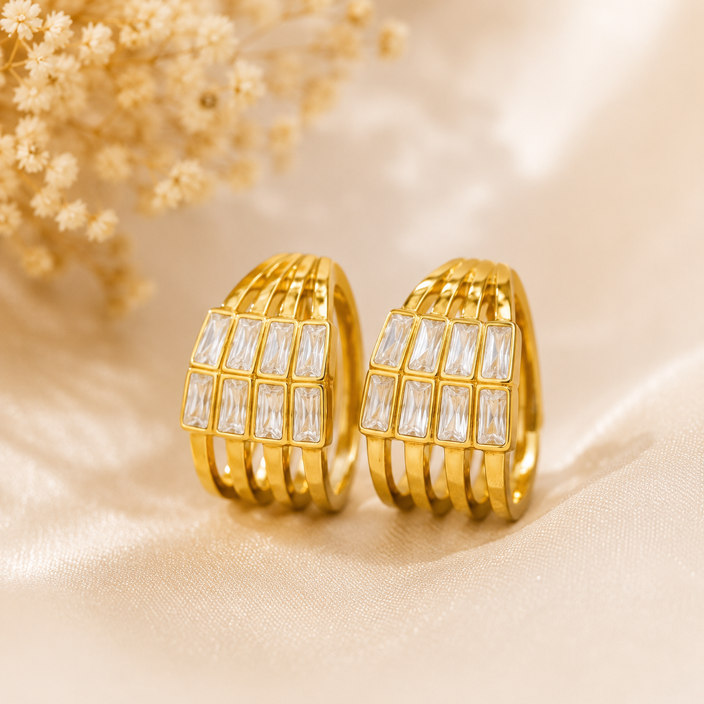 9K Gold Plated Crystal Hoop Earrings for Women | Anti Tarnish