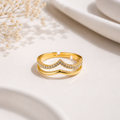 Premium Gold-Plated Crystal Chevron Adjustable Ring for Women