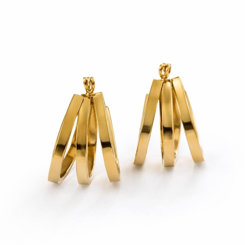 Premium Gold-Plated Geometric Drop Hoop Earrings for Women