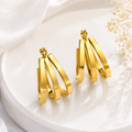 Premium Gold-Plated Geometric Drop Hoop Earrings for Women