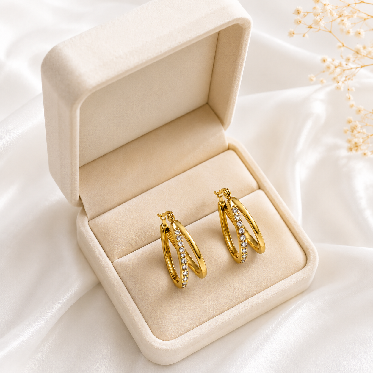 Premium Gold-Plated Crystal Oval Hoop Earrings for Women