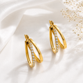 Premium Gold-Plated Crystal Oval Hoop Earrings for Women