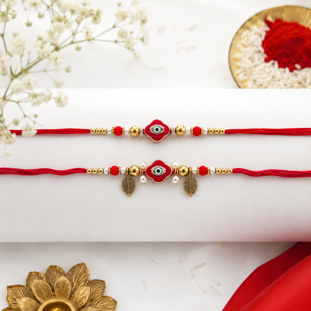 Premium Bhaiya Bhabhi Evil Eye Rakhi Set – Designer Couple Rakhi