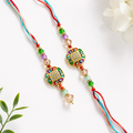 Premium Multicolor Designer Bhaiya Bhabhi Rakhi Set with Crystal Lumba