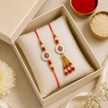 Premium Evil Eye Bhaiya Bhabhi Rakhi Set with Designer Lumba Tassel