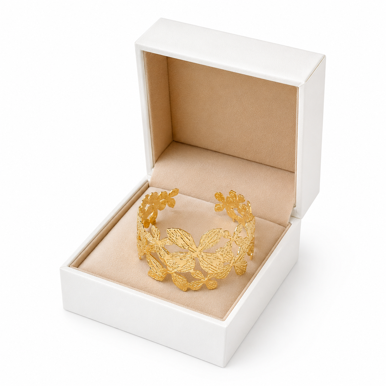 18K Gold Floral Cuff Bracelet